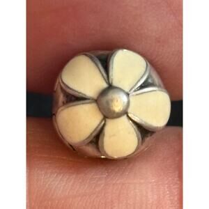 Pandora White Enamel Flower Charm S925 ALE Sterling Silver
